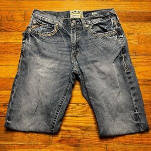 Ariat Men’s Straight Leg Faded Denim Jeans - Grey Blue